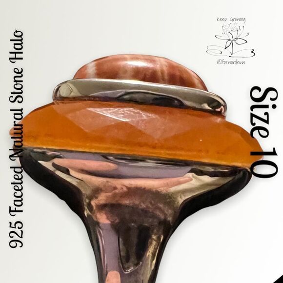 925 Orange Natural Stone Ring Size 10 by Whitney Kelly - Picture 7 of 11